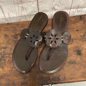 Vera Wang Lavender Leather Floral Thong Sandals